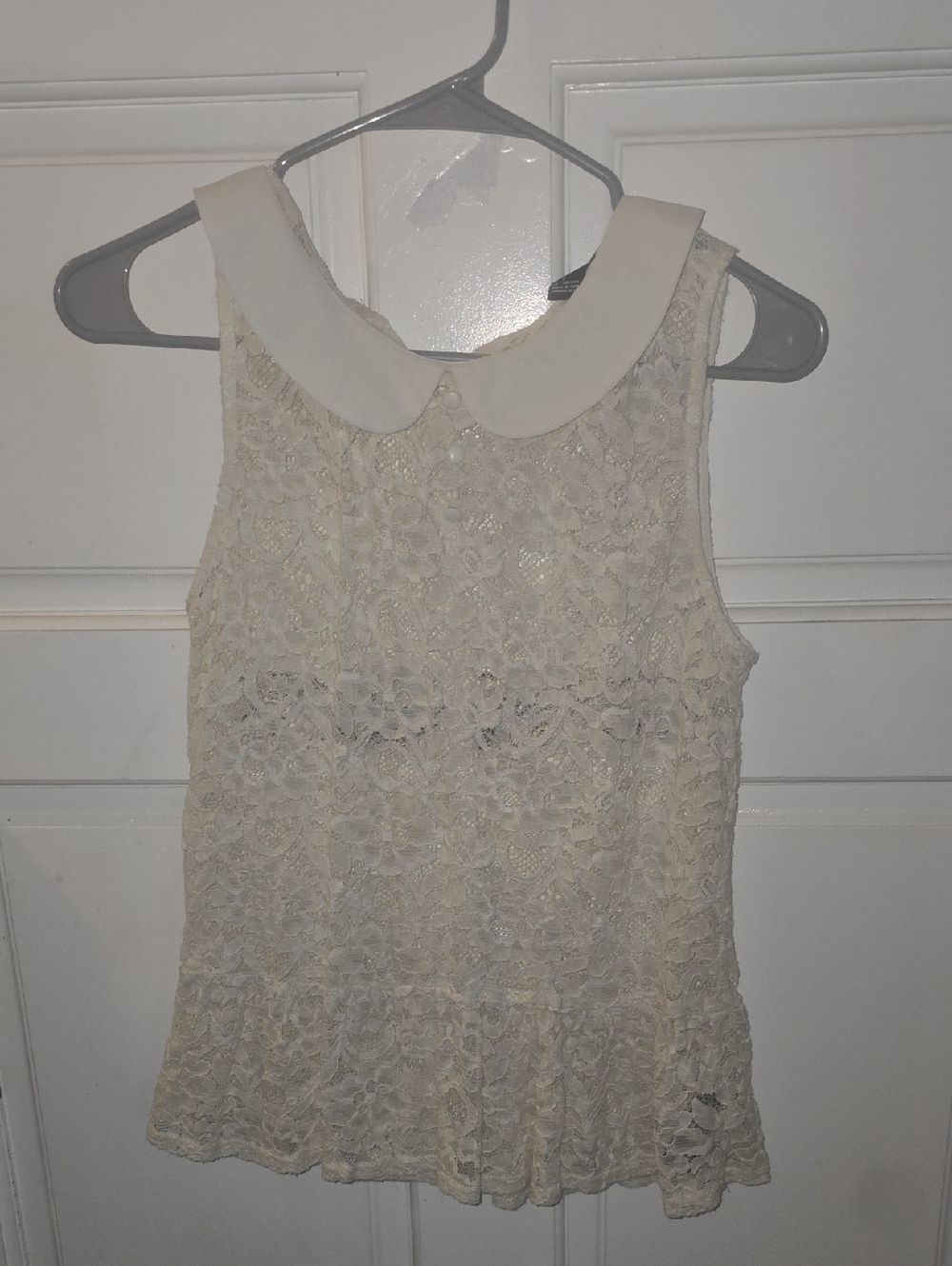 Forever 21 Cream Lace Dress with Peter Collar